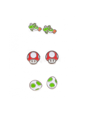 Pendientes Nintendo 3 pares Joshy, Egg y Mushroom - ZONA FRIKI