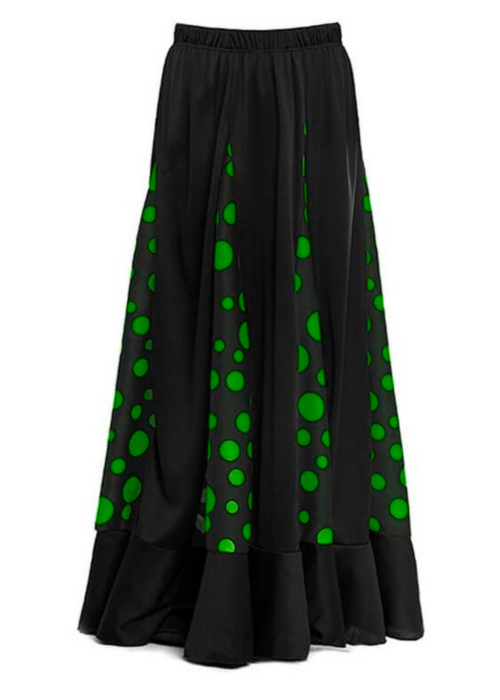 Falda de Flamenca / Sevillana para Mujer con Volantes y Lunares Verde y  Negro