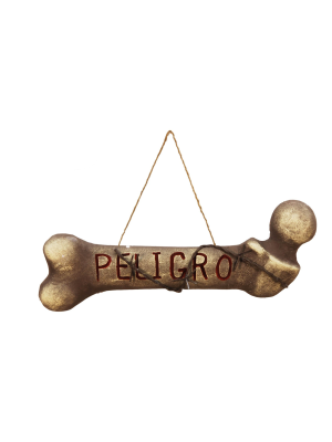 Cartel Peligro Hueso - Decoracion Halloween