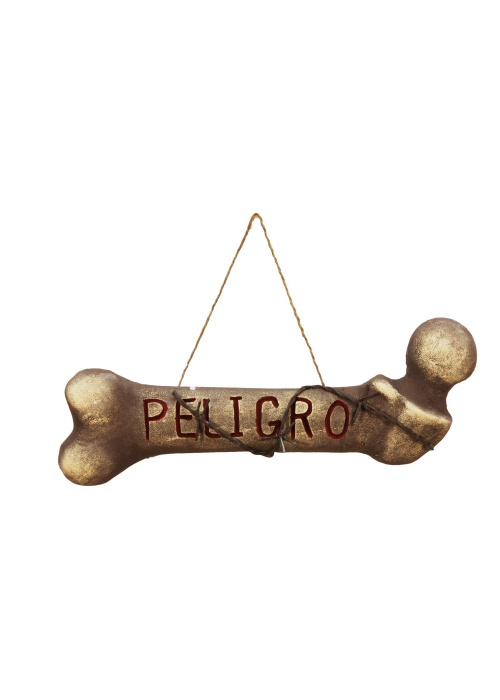 Cartel Peligro Hueso - Decoracion Halloween