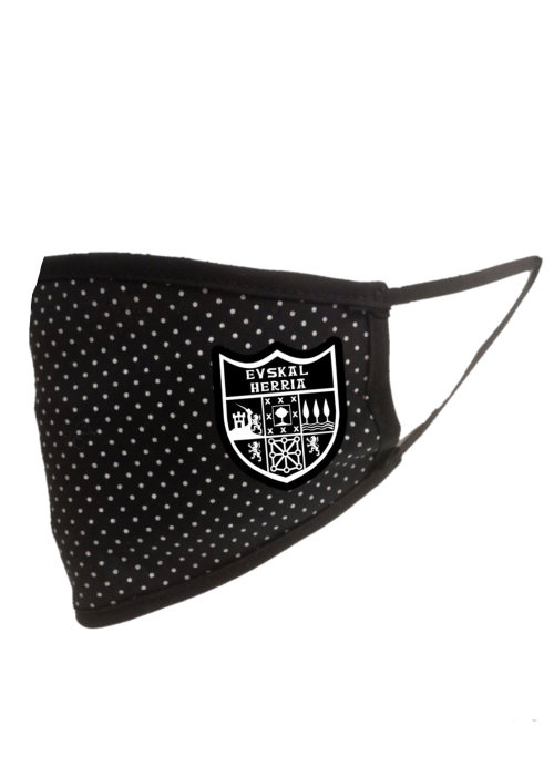 Mascarilla negra MOTAS Escudo Euskal Herria  (Homologada) - Euskal Maskarak Adulto