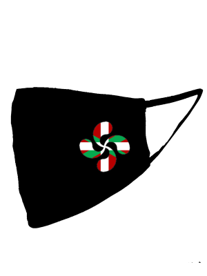 Mascarilla negra Lauburu Ikurriña (Homologada) - Euskal Maskarak Adulto