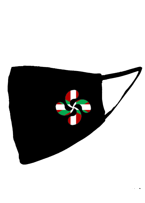 Mascarilla negra Lauburu Ikurriña (Homologada) - Euskal Maskarak Adulto