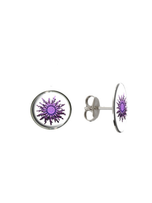 Pendientes Eguzkilore Morado Tuerca - Colgantes, Pulseras y Pendientes