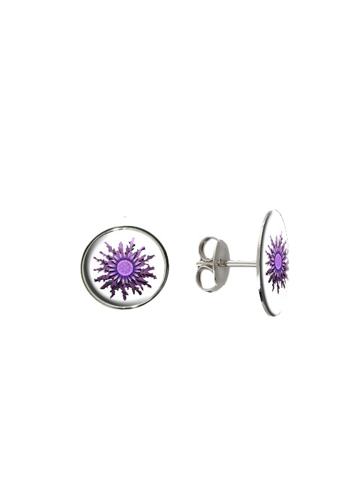 Pendientes Eguzkilore Morado Tuerca - Colgantes, Pulseras y Pendientes