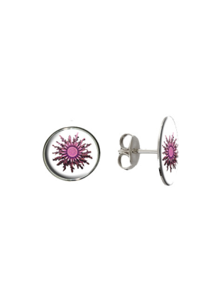 Pendientes Eguzkilore Rosa Tuerca - Colgantes, Pulseras y Pendientes