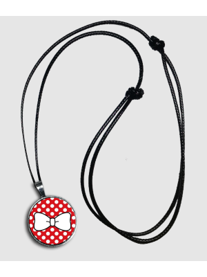 Colgante Pajarita Blanca Fondo Lunar - Bisuteria Friki