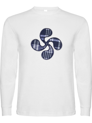 Camiseta Lauburu Blanca Hombre Manga Larga - Blusones, Camisas y Camisetas Regionales