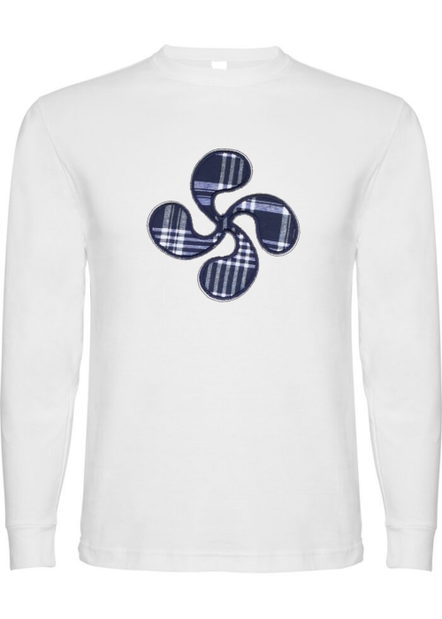 Camiseta Lauburu Blanca Hombre Manga Larga - Blusones, Camisas y Camisetas Regionales
