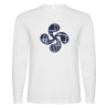 Camiseta Lauburu Blanca Hombre Manga Larga - Blusones, Camisas y Camisetas Regionales