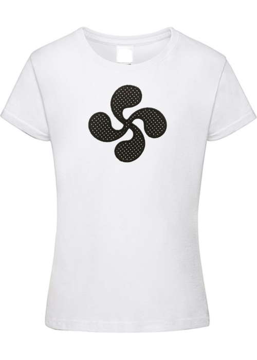 Camiseta Lauburu Negro Motas niña - Blusones, Camisas y Camisetas Regionales