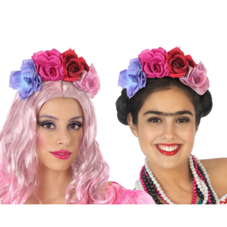 Diadema de Flors Multicolor amb Vel