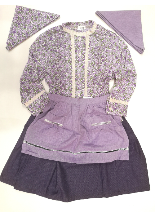 Conjunto Casera Flores Morado Lisa - Trajes Neska - Baserritarra Niña