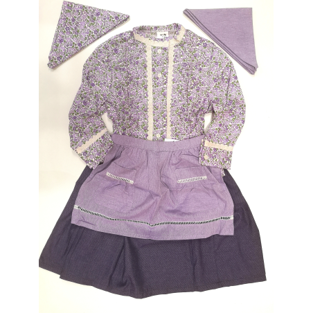 Conjunto Casera Flores Morado Lisa - Trajes Neska - Baserritarra Niña
