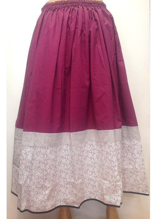Falda Granate con Bies de flores Tricolor - TRAJES REGIONALES