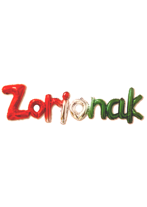 Globo Zorionak Rojo Blanco Verde (letrero) - Globos