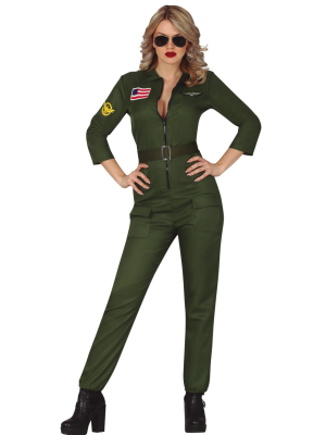 Disfraz de Aviadora Verde - Disfraces Militares Adultos