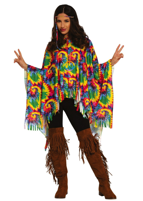 Disfraz De Hippie Mujer Poncho - Disfraces Años 60-70 (Hippies)