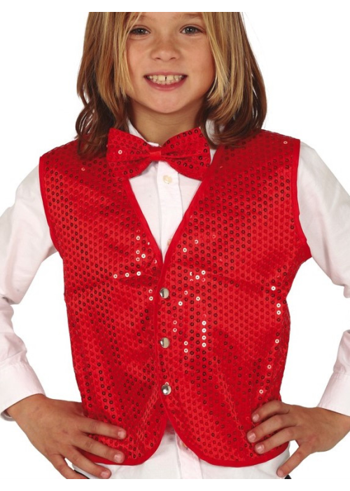 Chaleco Lentejuelas Rojo Infantil - Corpiños y Chalecos