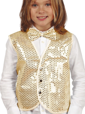 Chaleco Lentejuelas Oro Infantil - Corpiños y Chalecos