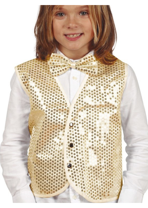 Chaleco Lentejuelas Oro Infantil - Corpiños y Chalecos