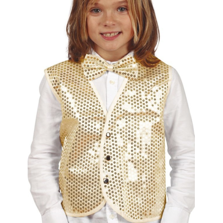 Chaleco Lentejuelas Oro Infantil - Corpiños y Chalecos