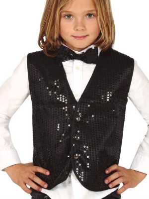 Chaleco Lentejuelas Negro Infantil - Corpiños y Chalecos
