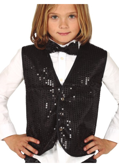 Chaleco Lentejuelas Negro Infantil - Corpiños y Chalecos