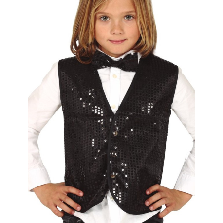 Chaleco Lentejuelas Negro Infantil - Corpiños y Chalecos