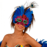 Antifaz Plumas Pavo Real Azul - Mascaras y Antifaces