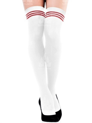 Medias Blancas con Rayas Rojas - Medias y Pantys