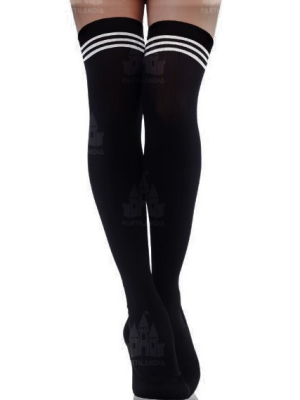 Medias Negras con Rayas Blancas - Medias y Pantys