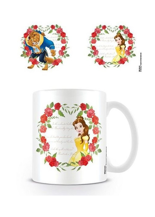 Taza La bella y La Bestia con Rosas