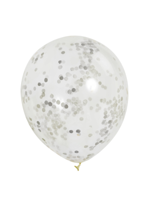 Bolsa con 3 Globos con Confetti Plata 30cm - Globos