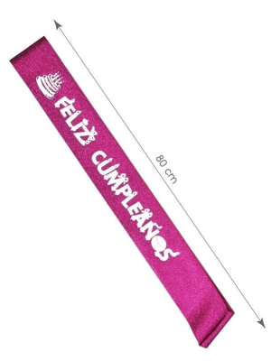Banda Feliz Cumpleaños Rosa Gliter - Bandas para cumpleaños