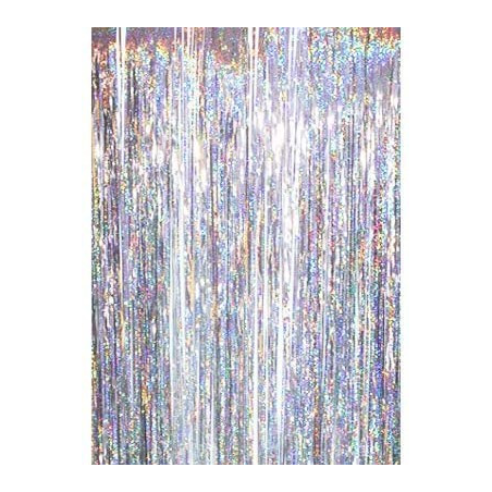 Cortina de Flecos Plateado Holografico 1x2m - Guirnaldas