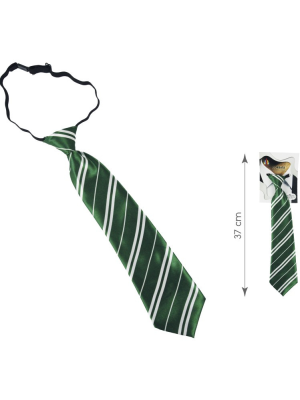 Corbata Colegial Verde y Blanca - Complementos de Estudiantes de Magia
