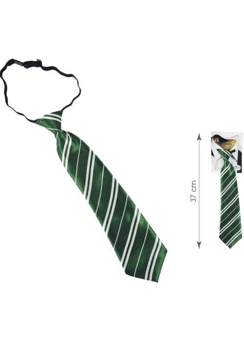 Corbata Colegial Verde y Blanca - Complementos de Estudiantes de Magia