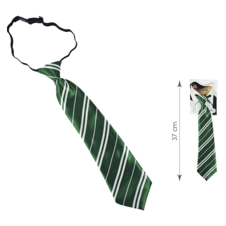 Corbata Colegial Verde y Blanca - Complementos de Estudiantes de Magia