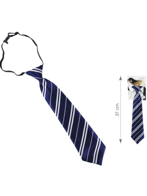 Corbata Colegial Azul y Blanca - Complementos de Estudiantes de Magia