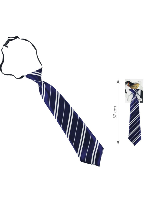 Corbata Colegial Azul y Blanca - Complementos de Estudiantes de Magia