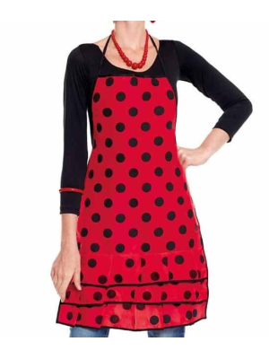 Delantal de Sevillana Rojo y Negro - Camisetas y Delantales para Despedidas