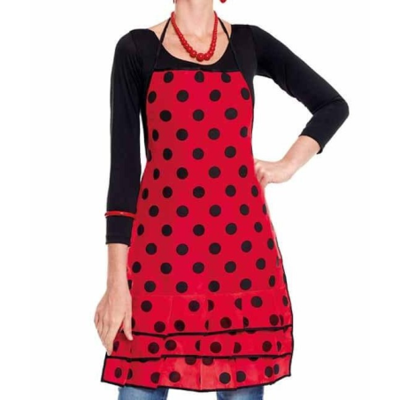 Delantal de Sevillana Rojo y Negro - Camisetas y Delantales para Despedidas