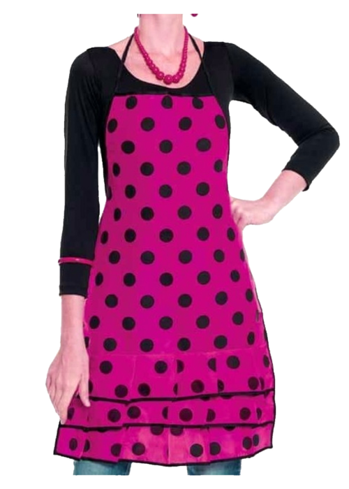 Delantal de Sevillana Fucsia y Negro - Camisetas y Delantales para Despedidas