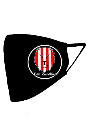 Mascarilla negra Leon circulo Beti Zurekin (Homologada) - Euskal Maskarak Adulto