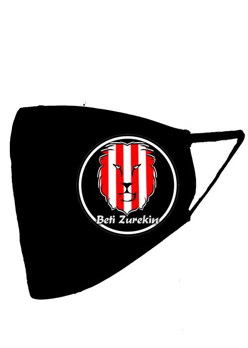 Mascarilla negra Leon circulo Beti Zurekin (Homologada) - Euskal Maskarak Adulto