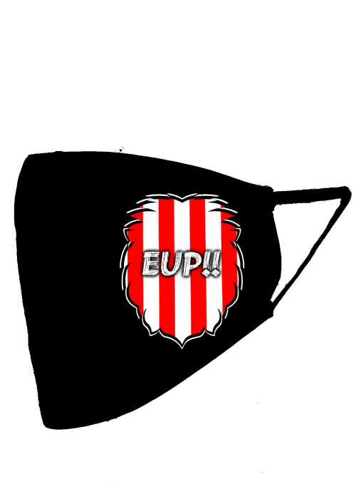 Mascarilla negra Leon Zurigorri Eup!! (Homologada) - Euskal Maskarak Adulto