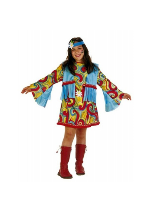Disfraz de Hippie Azul Sicodelia Niña - Disfraces de Hippie para Niña