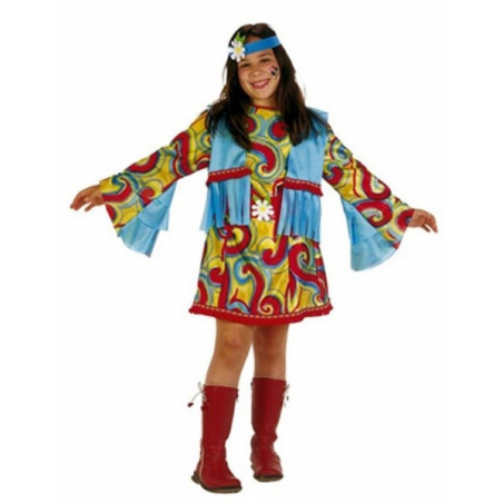 Disfraz De Hippie Azul Sicodelia Niña - Disfraces años 60-70 (Hippies)
