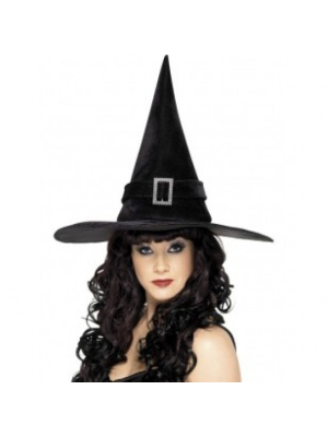 Sombrero Bruja Terciopelo - Complementos Halloween y Terror